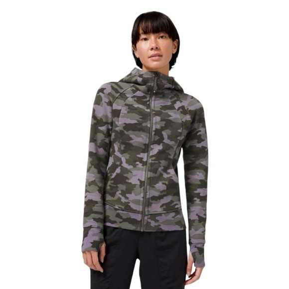 Lululemon Scuba Zip Up Hoodie Purple Camo Size 6 Women’s Hooded Sweater pockets - Picture 2 of 16